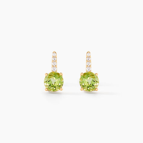 Boucles D'oreilles Puces Monroe Or Blanc Péridot Oxyde De Zirconium - Puces Femme | Marc Orian
