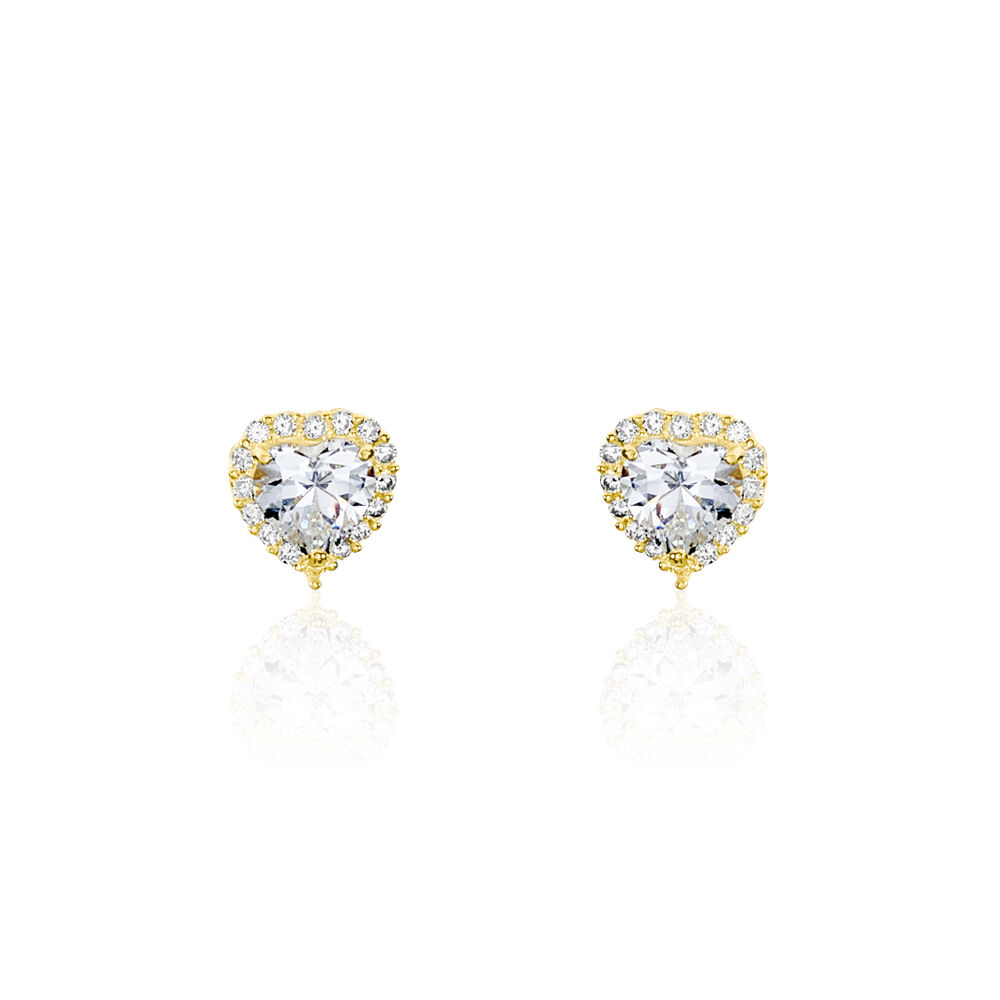 Boucles D'oreilles Puces Aymane Or Jaune Oxyde De Zirconium - Puces Famille | Marc Orian
