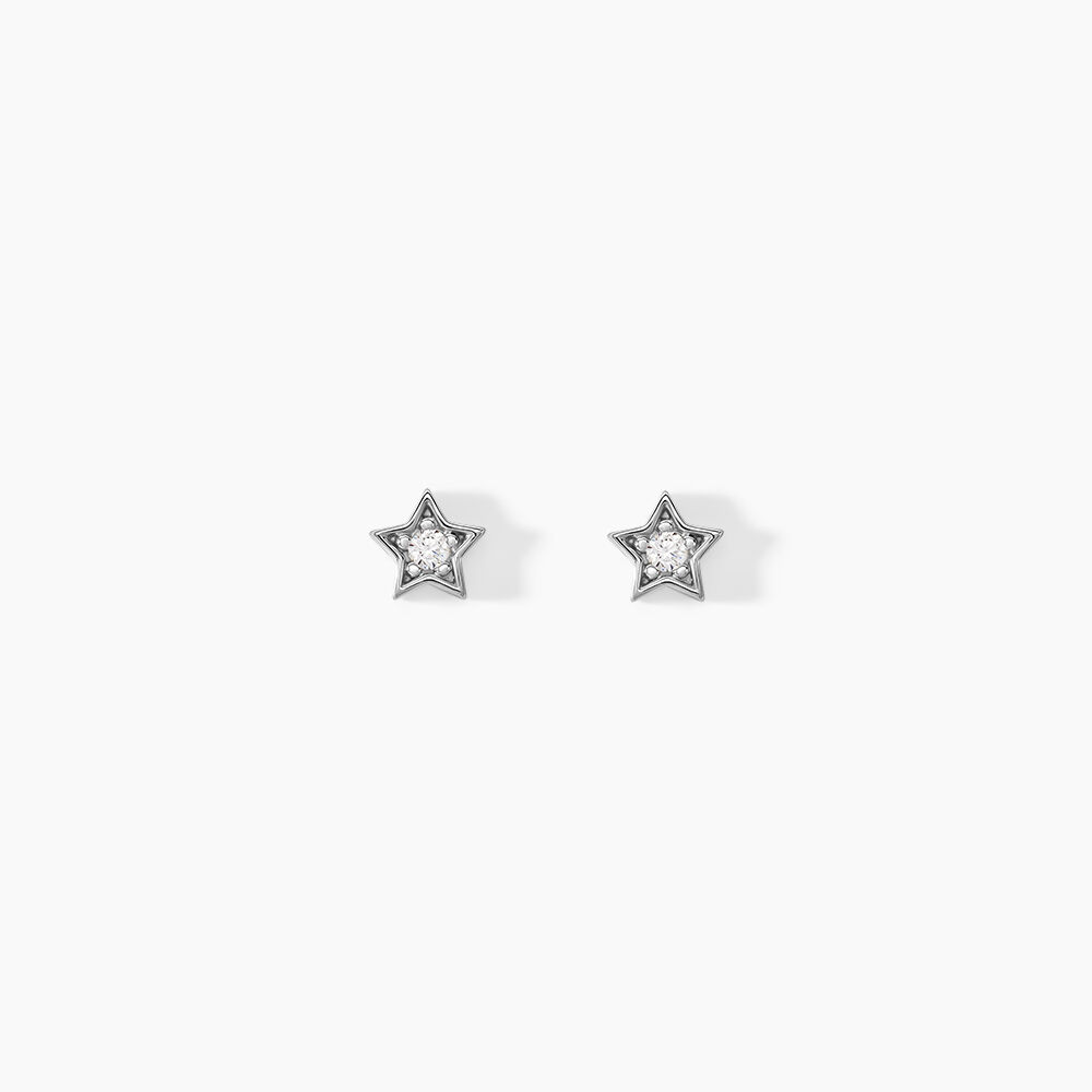 Boucles D'oreilles Puces Saya Argent Blanc Oxyde De Zirconium - Puces Femme | Marc Orian