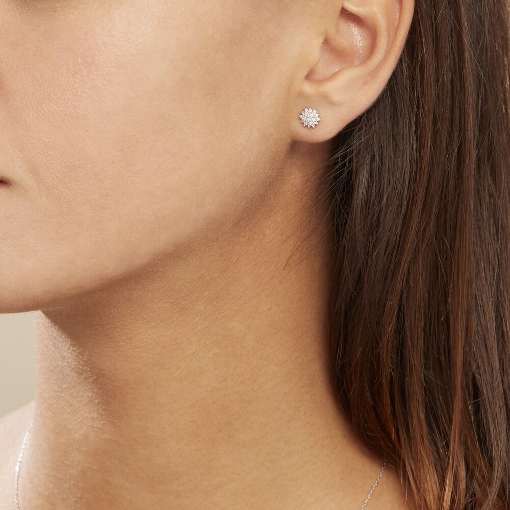 Boucles D'oreilles Puces Platine Alden Diamants -  Femme | Marc Orian