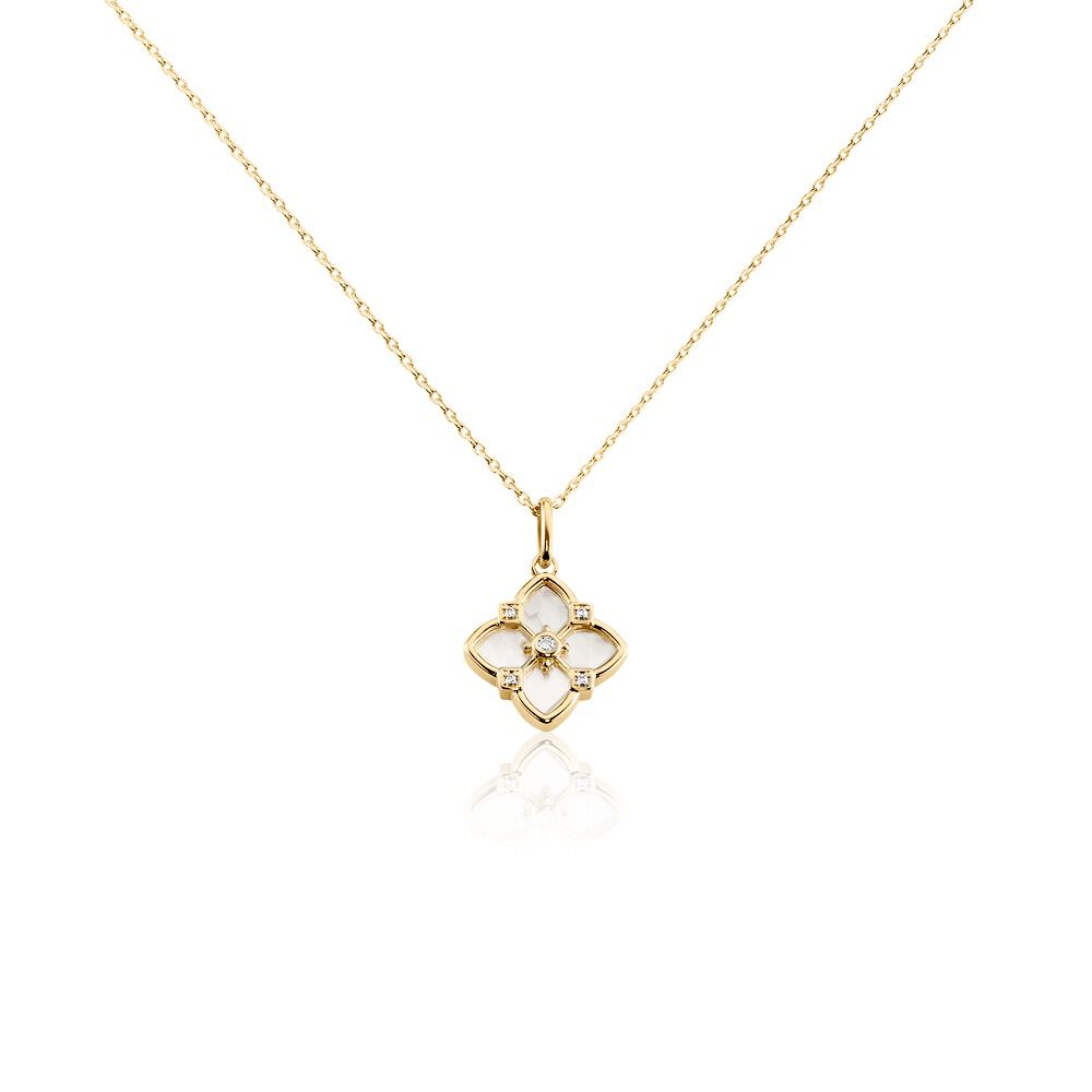 Collier Cassian Plaque Or Doré Nacre Oxyde De Zirconium - Colliers avec pierres Femme | Marc Orian