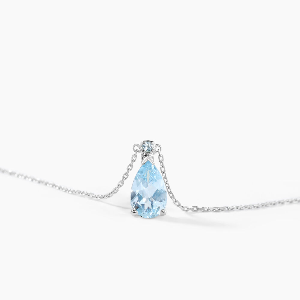 Collier Yrene Or Blanc Topaze - Colliers avec pierres Femme | Marc Orian