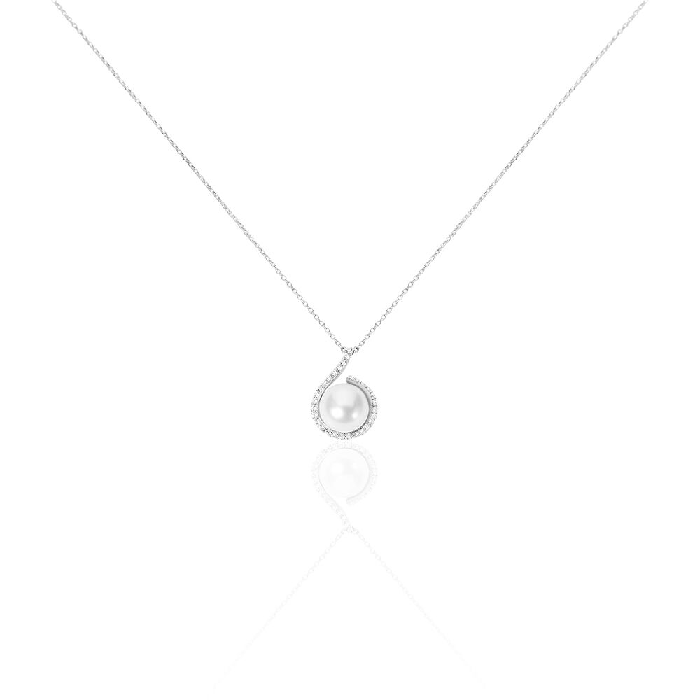Collier Lucinda Or Blanc Perle De Culture Et Oxyde De Zirconium - Colliers avec pierres Femme | Marc Orian