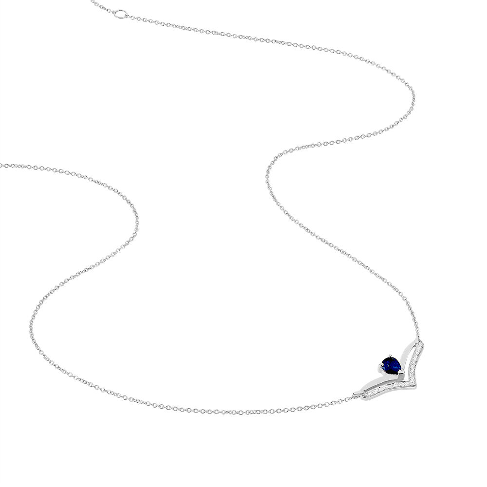 Collier Pasqualina Or Blanc Saphir Et Diamant - Colliers avec pierres Femme | Marc Orian