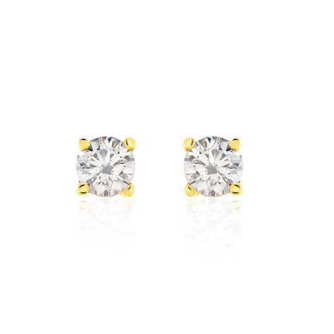 Boucles D'oreilles Puces Victoria Or Jaune Diamant - Puces Femme | Marc Orian