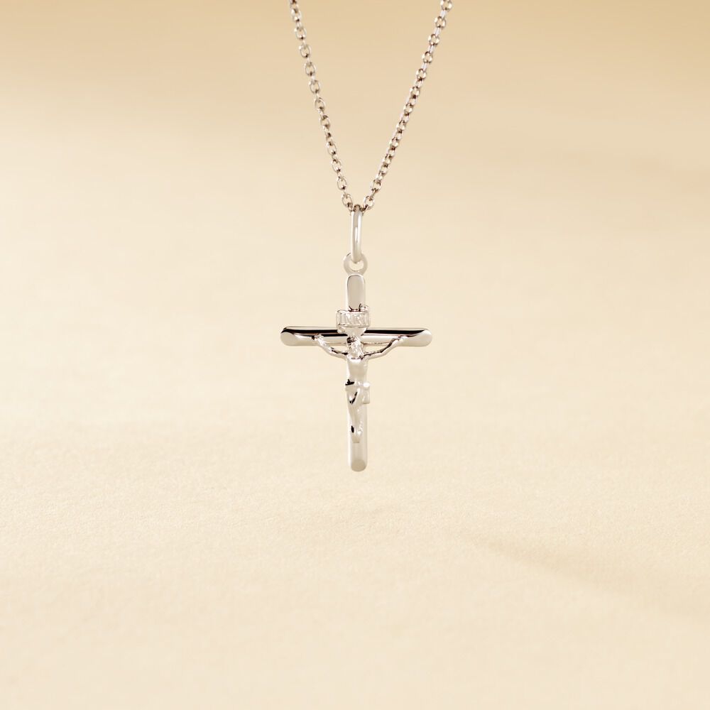 Pendentif Damian Croix Or Blanc - Pendentifs Famille | Marc Orian