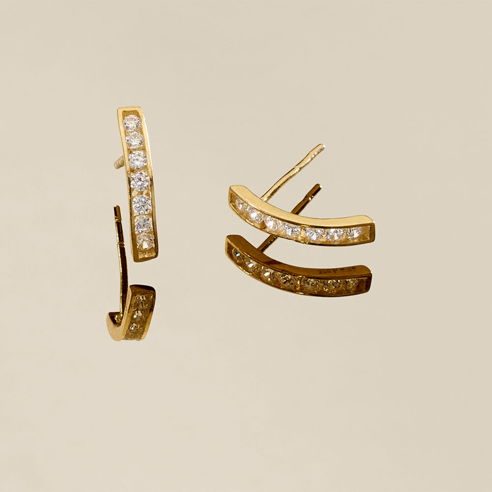 Boucles D'oreilles Jacoba Rondes Or Jaune Oxyde De Zirconium - Créoles Femme | Marc Orian