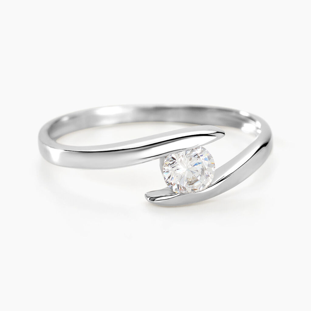 Bague Solitaire Camilia Or Blanc Oxyde De Zirconium - Bagues Solitaire Femme | Marc Orian