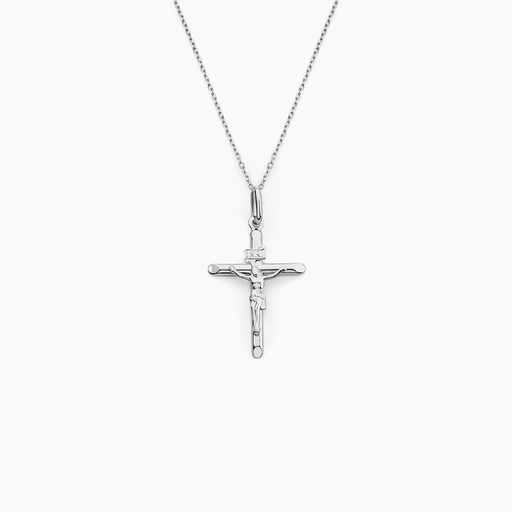 Pendentif Damian Croix Or Blanc - Pendentifs Famille | Marc Orian