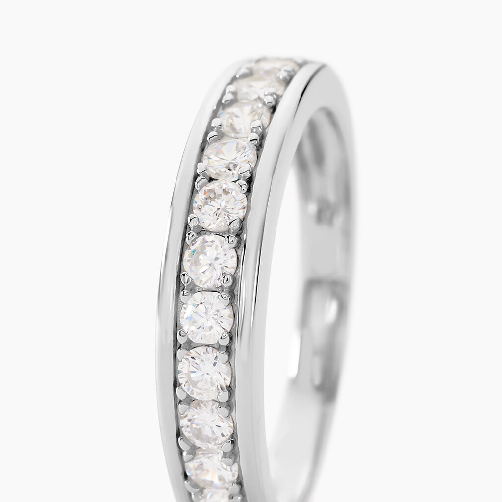 Demi Alliance Heket Argent Blanc Oxyde De Zirconium - Alliances Femme | Marc Orian