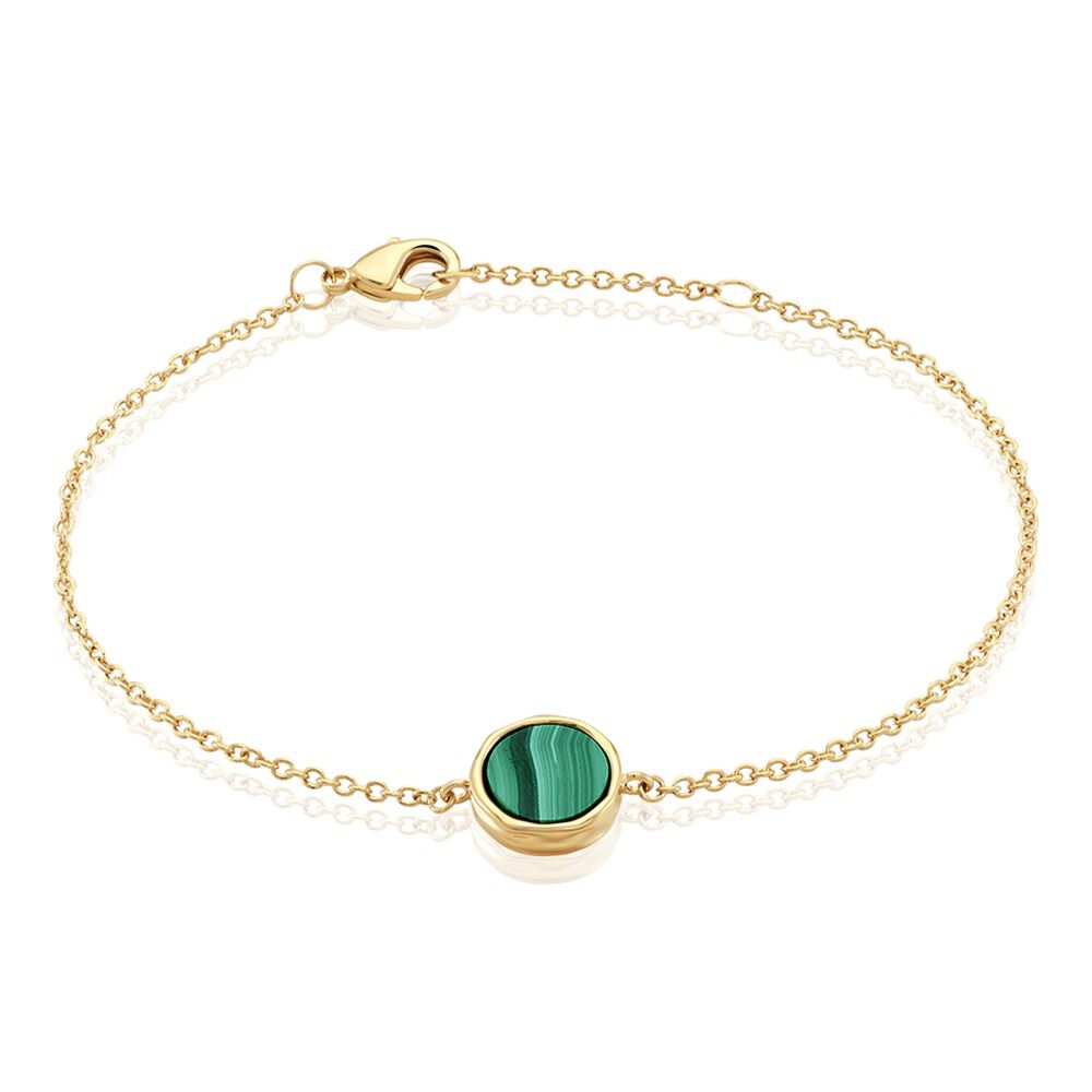 Bracelet Plaqu&eacute; Or Neassa Malachite - Bracelets Medailles Femme | Marc Orian