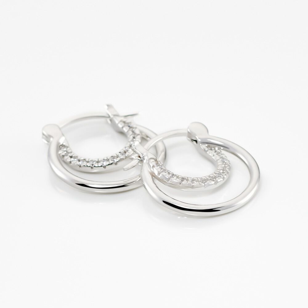 Créoles Argent Blanc Linnette Oxydes De Zirconium - Créoles Femme | Marc Orian