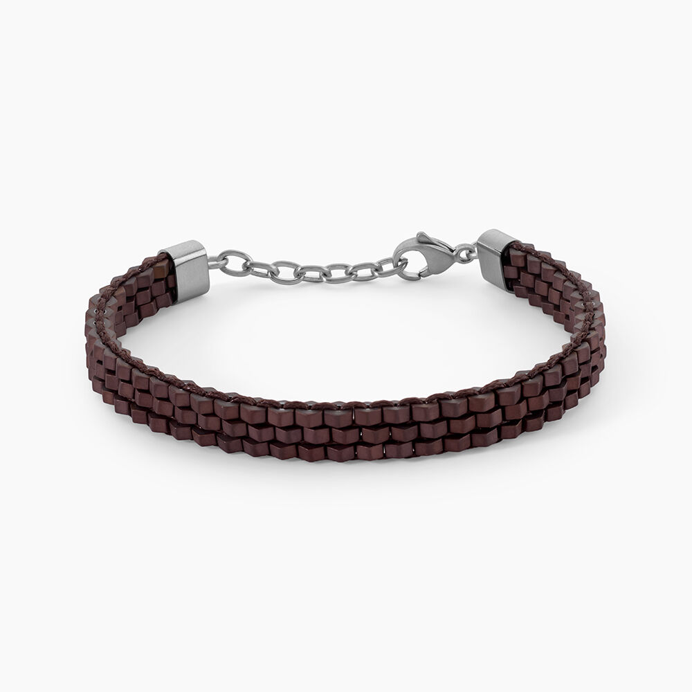 Bracelet Naturel Acier Argent&eacute; H&eacute;matite - Bracelets cha&icirc;nes Homme | Marc Orian