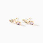 Boucles D'Oreilles Pendantes Celeste Or Jaune Am&eacute;thyste Oxyde De Zirconium - Pendantes Femme | Marc Orian