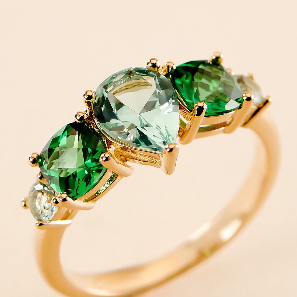 Bague Huffie Plaqué Or Jaune Pierre D'imitation - Bagues avec pierre Femme | Marc Orian