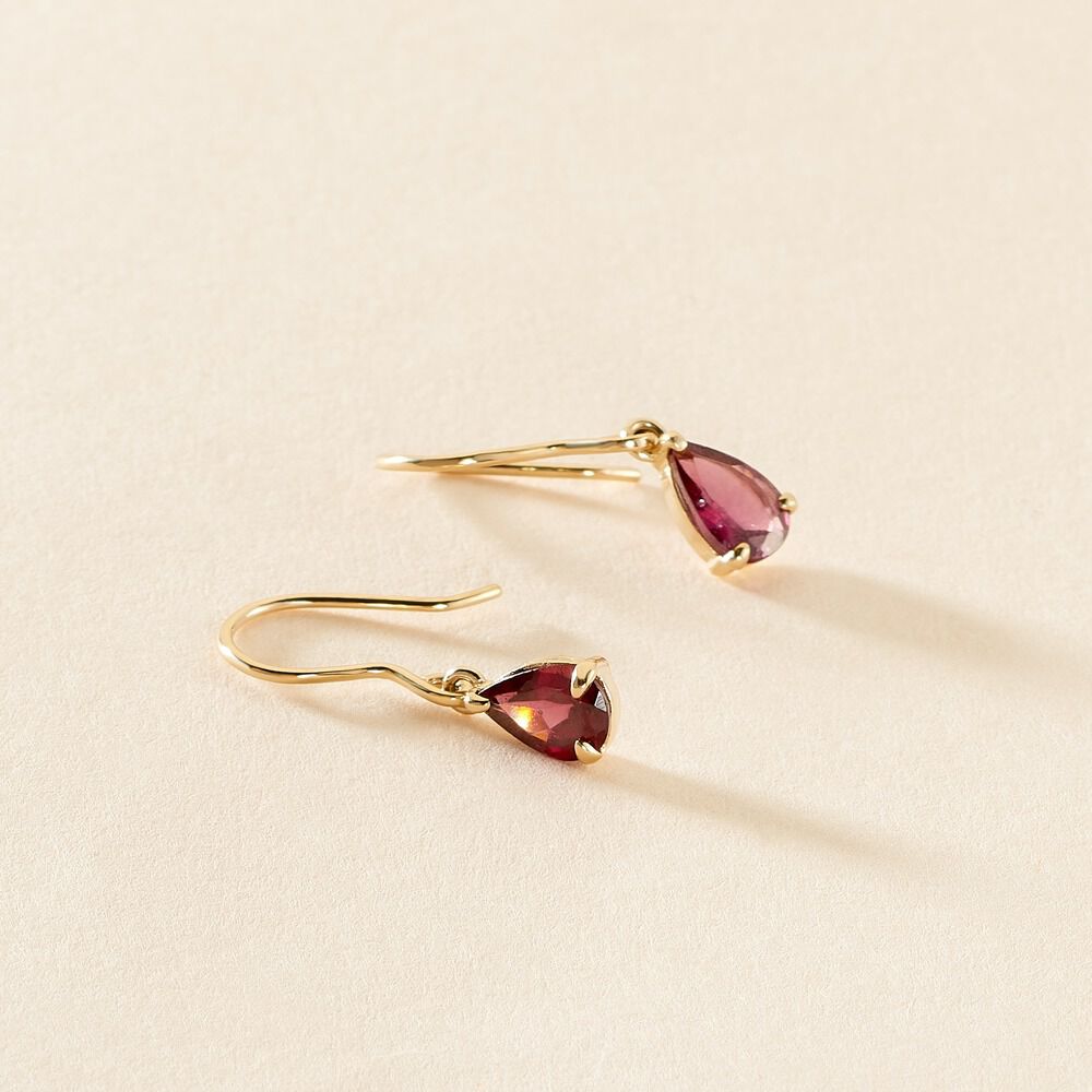 Boucles D'oreilles Puces Rhodolite Fever Or Jaune Rhodolite - Pendantes Femme | Marc Orian