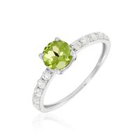 Bague Or Blanc Monroe Péridot Oxydes De Zirconium