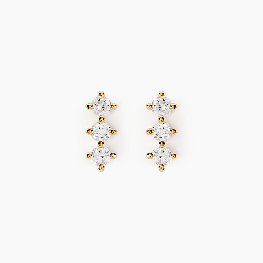 Boucles D'oreilles Puces Graziano Or Jaune Diamant Synth&eacute;tique - Boucles d'oreilles mariage Femme | Marc Orian
