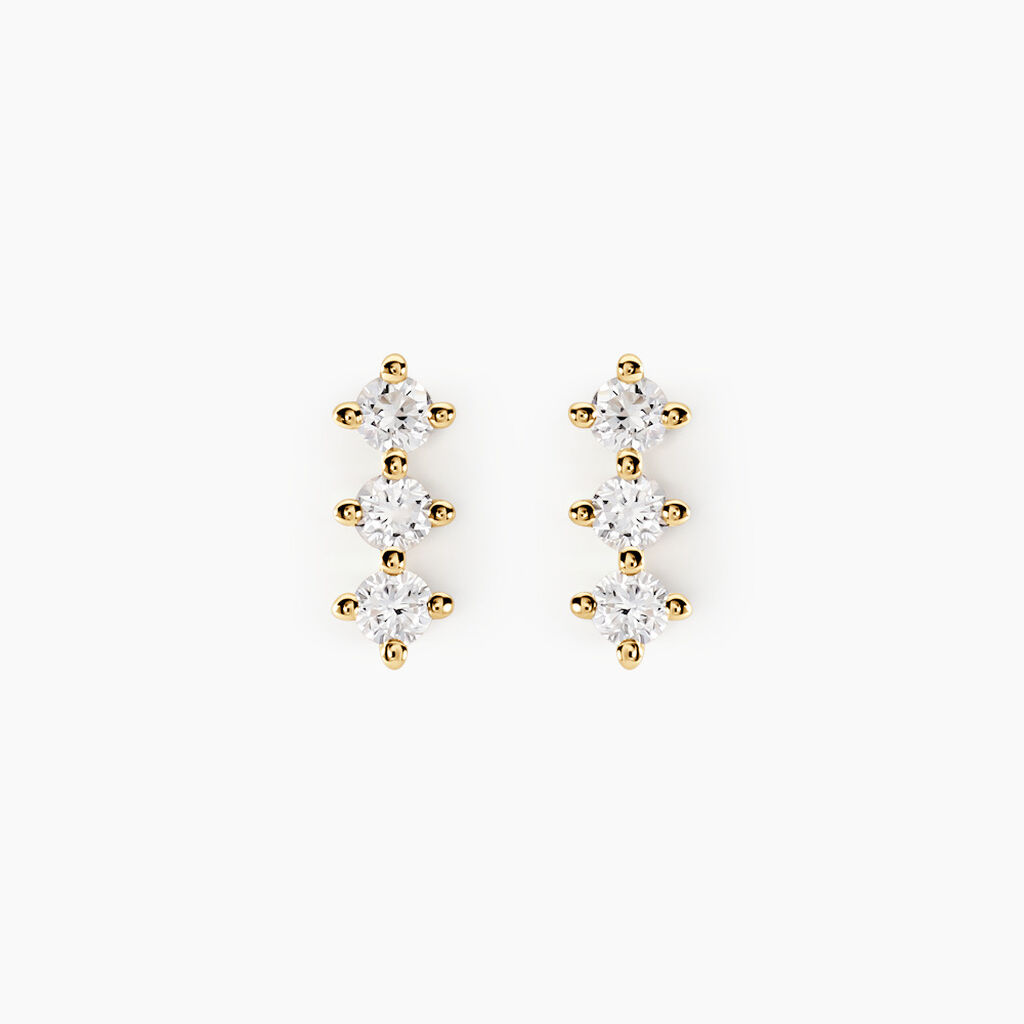 Boucles D'oreilles Puces Graziano Or Jaune Diamant Synth&eacute;tique - Boucles d'oreilles mariage Femme | Marc Orian
