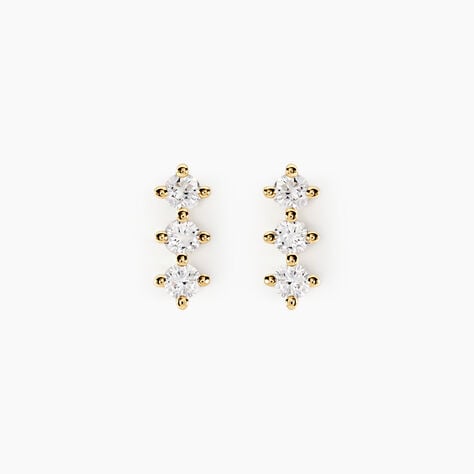 Boucles D'oreilles Puces Graziano Or Jaune Diamant Synth&eacute;tique - Boucles d'oreilles mariage Femme | Marc Orian