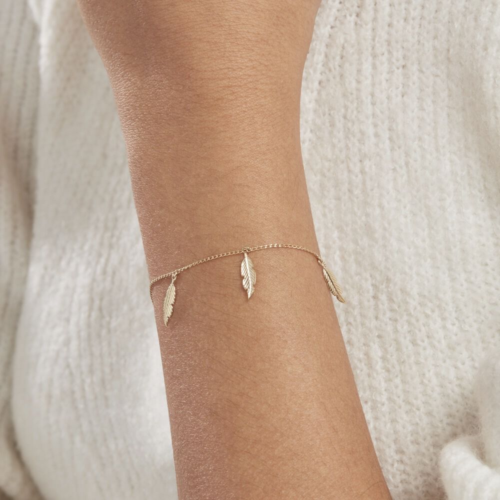 Bracelet Indian Nature Feuilles Or Jaune -  Femme | Marc Orian