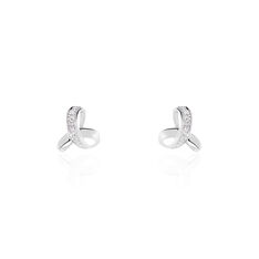 Boucles D'oreilles Puces Volute Or Blanc Diamant - Clous d'oreilles Femme | Marc Orian