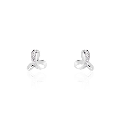 Boucles D'oreilles Puces Volute Or Blanc Diamant - Clous d'oreilles Femme | Marc Orian
