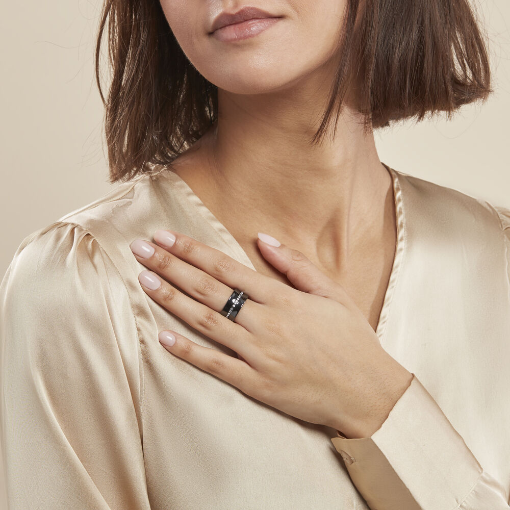 Bague Ceramik Design Argent Blanc Céramique Et Strass -  Femme | Marc Orian