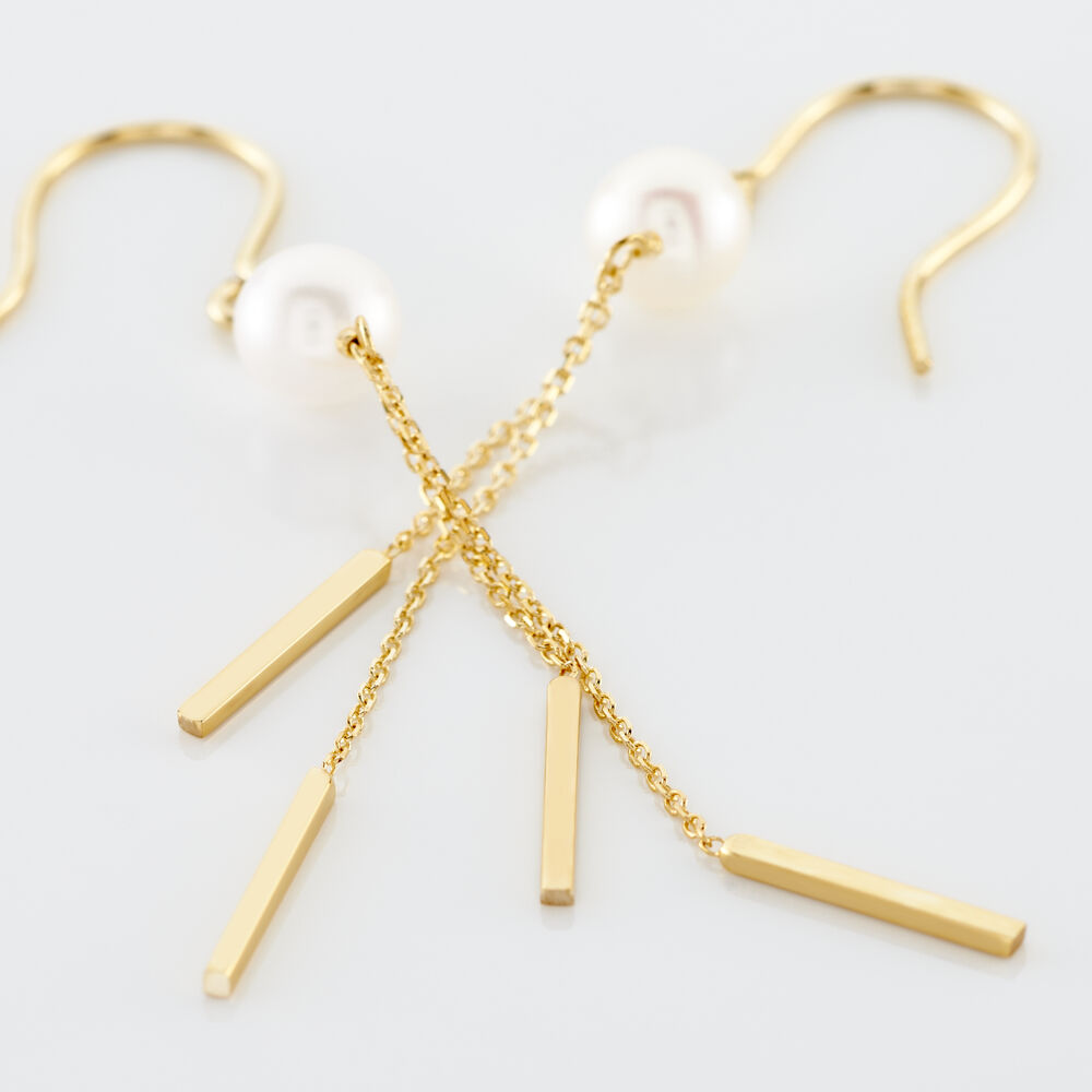 Boucles D'oreilles Pendantes Salman Or Jaune Perle De Culture - Pendantes Femme | Marc Orian