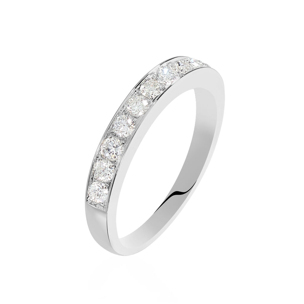 Demi-alliance Or Blanc Valentine Diamants Synthetique - Alliances avec pierres Femme | Marc Orian