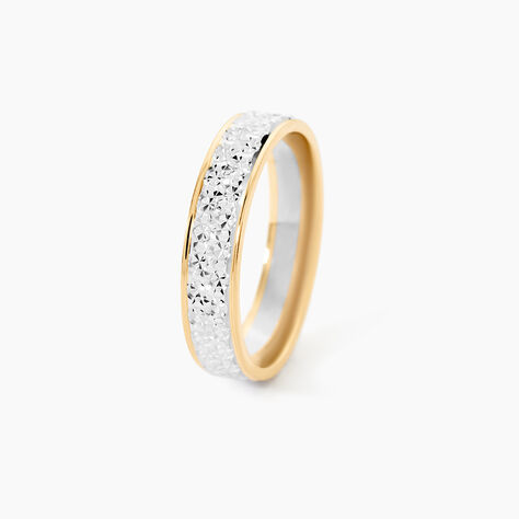 Alliance Grain De Folie Diamantee Ruban Plat Or Bicolore - Alliances duo Unisex | Marc Orian
