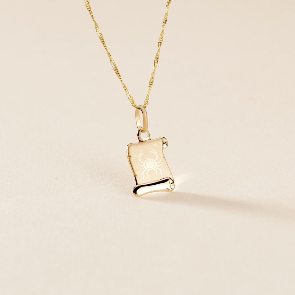 Pendentif Lamie Zodiaque Parchemin Or Jaune - Bijoux personnalis&eacute;s Famille | Marc Orian