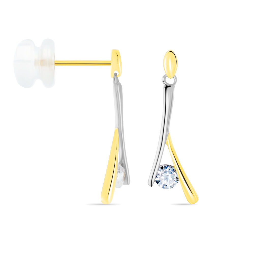 Boucles D'oreilles Pendantes Formev Or Bicolore Oxyde De Zirconium - Pendantes Femme | Marc Orian