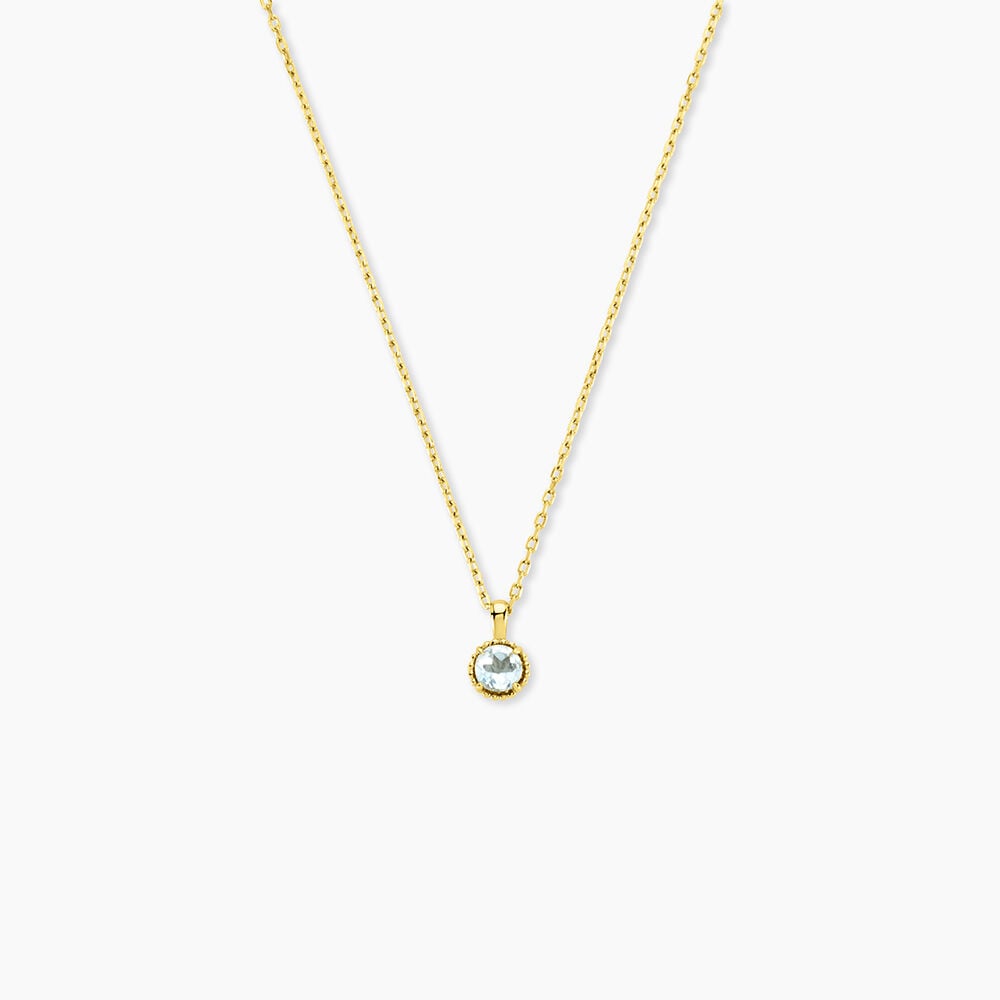Collier Argent Jaune 925/1000 Cercle Topaze Bleu Sky Maille Forcat 42+3Cm - Colliers avec pierres Femme | Marc Orian
