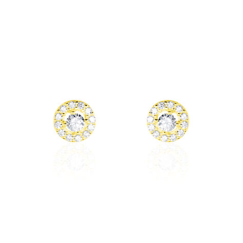 Boucles D'oreilles Puces Tahera Or Jaune Oxyde De Zirconium - Puces Femme | Marc Orian