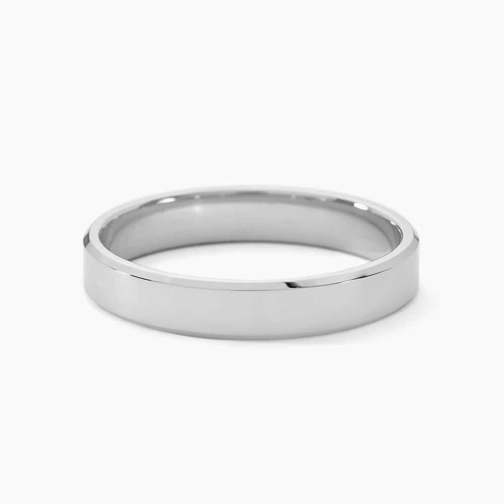 Alliance Hild Ruban Biseaute Palladium Blanc - Alliances personnalisées Homme | Marc Orian