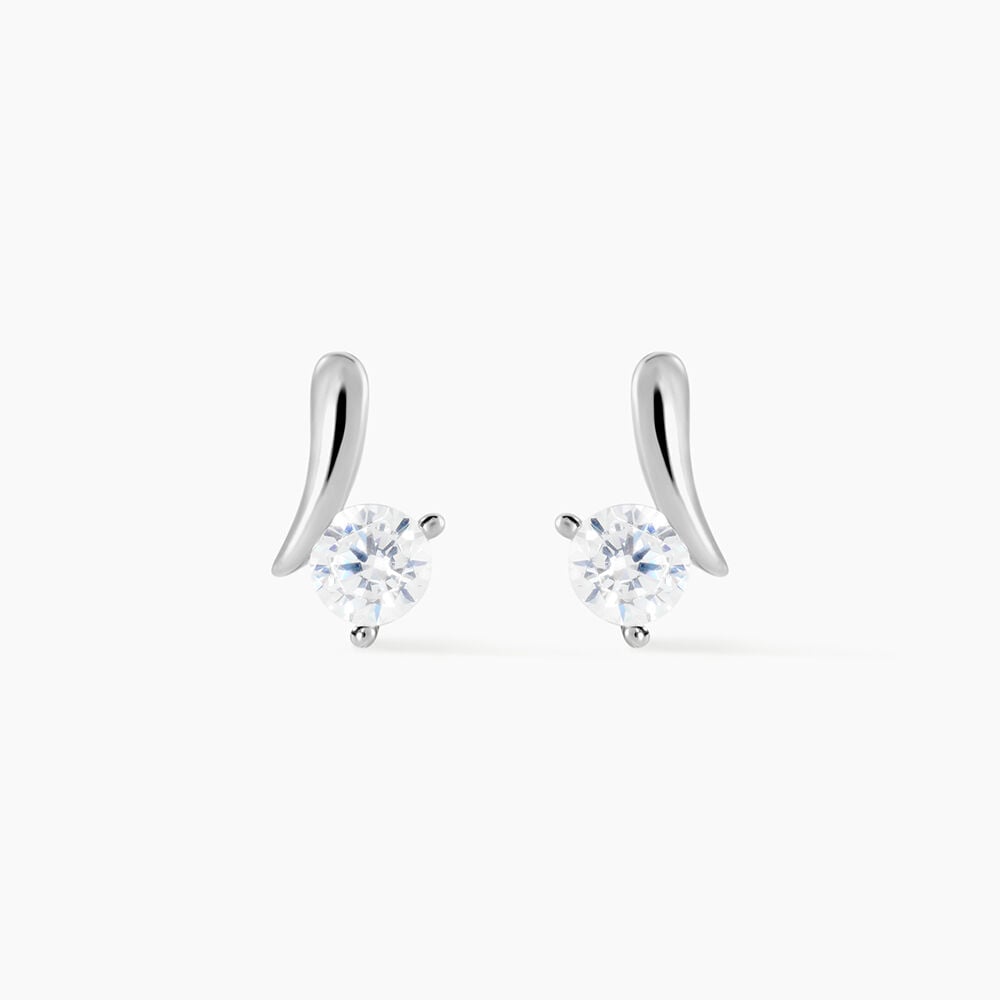 Boucles D'oreilles Pendantes April Argent Blanc Oxyde De Zirconium - Puces Femme | Marc Orian