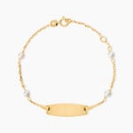 Bracelet Identit&eacute; Gaspardine Maille For&ccedil;at Or Jaune Perle De Culture - Gourmettes Enfant | Marc Orian