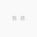 Boucles D'oreilles Puces 4 Griffes Or Blanc Diamant Synthetique - Puces Femme | Marc Orian