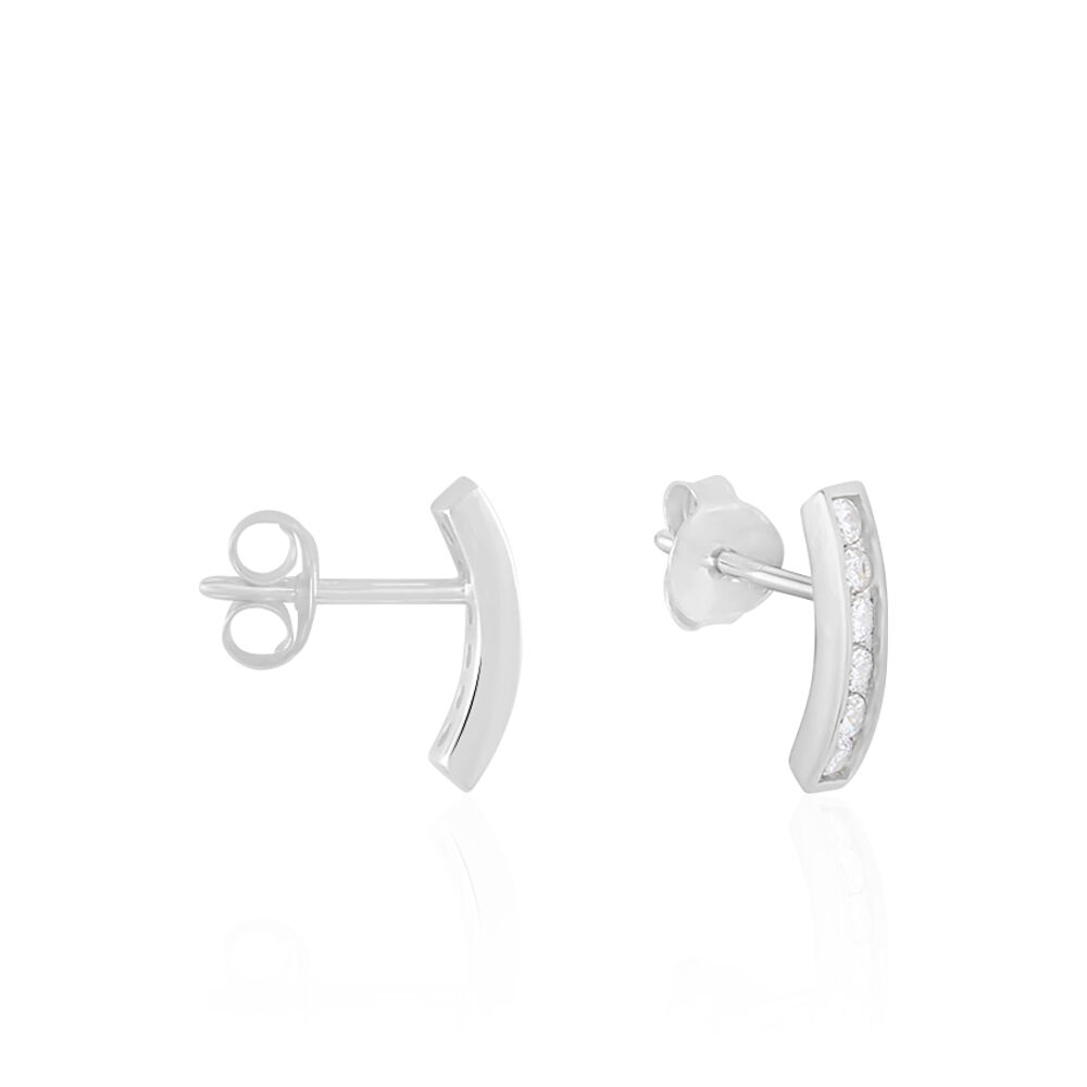 Créoles Callyste Rondes Argent Blanc Oxyde De Zirconium - Puces Femme | Marc Orian