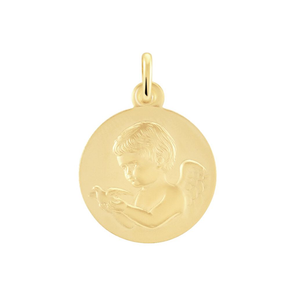 Medaille Or Jaune Ange Et Oiseau - Médailles et médaillons Famille | Marc Orian