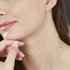 Boucles D'oreilles Puces Ofelia Or Blanc Diamant - Clous d'oreilles Femme | Marc Orian