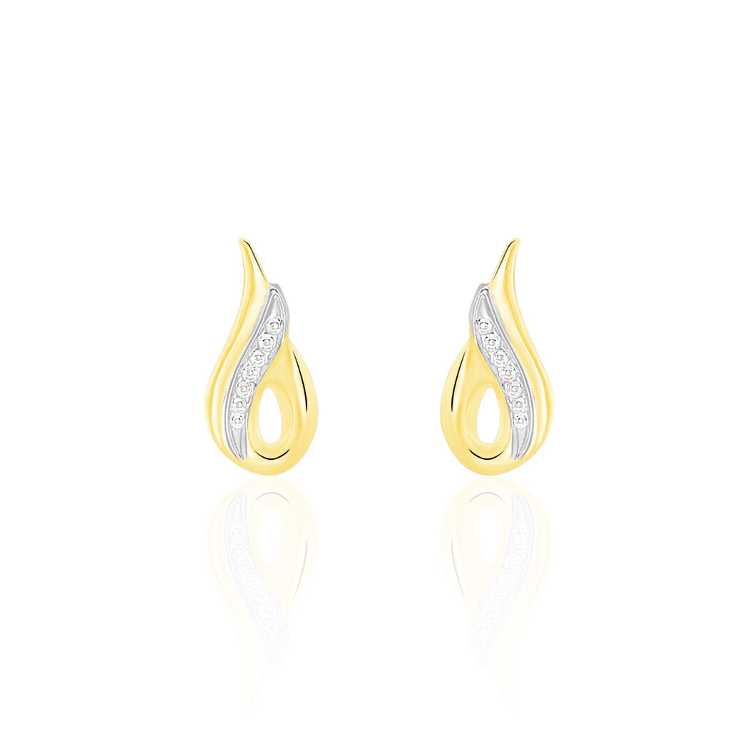 Boucles D'oreilles Puces Anila Gouttes Or Bicolore - Puces Femme | Marc Orian