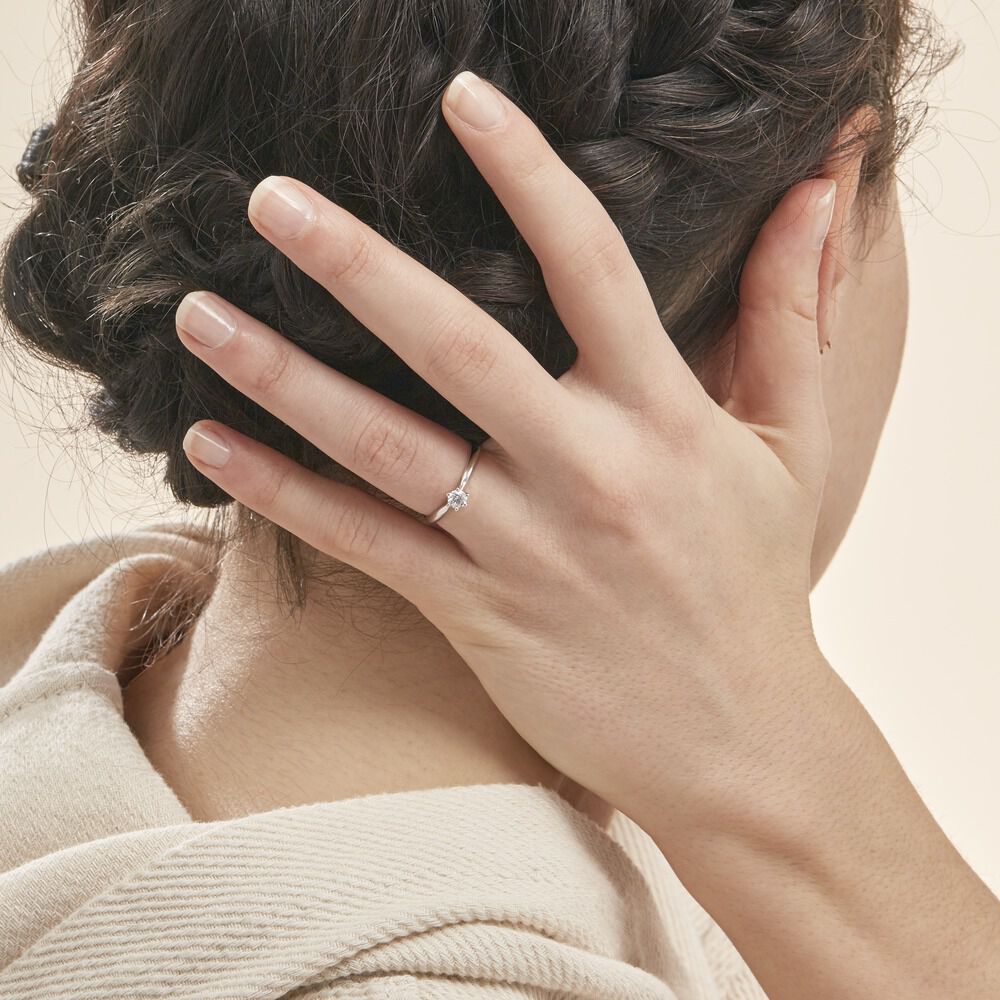 Bague Solitaire Veronika Or Blanc Diamant - Parures de mariage Femme | Marc Orian