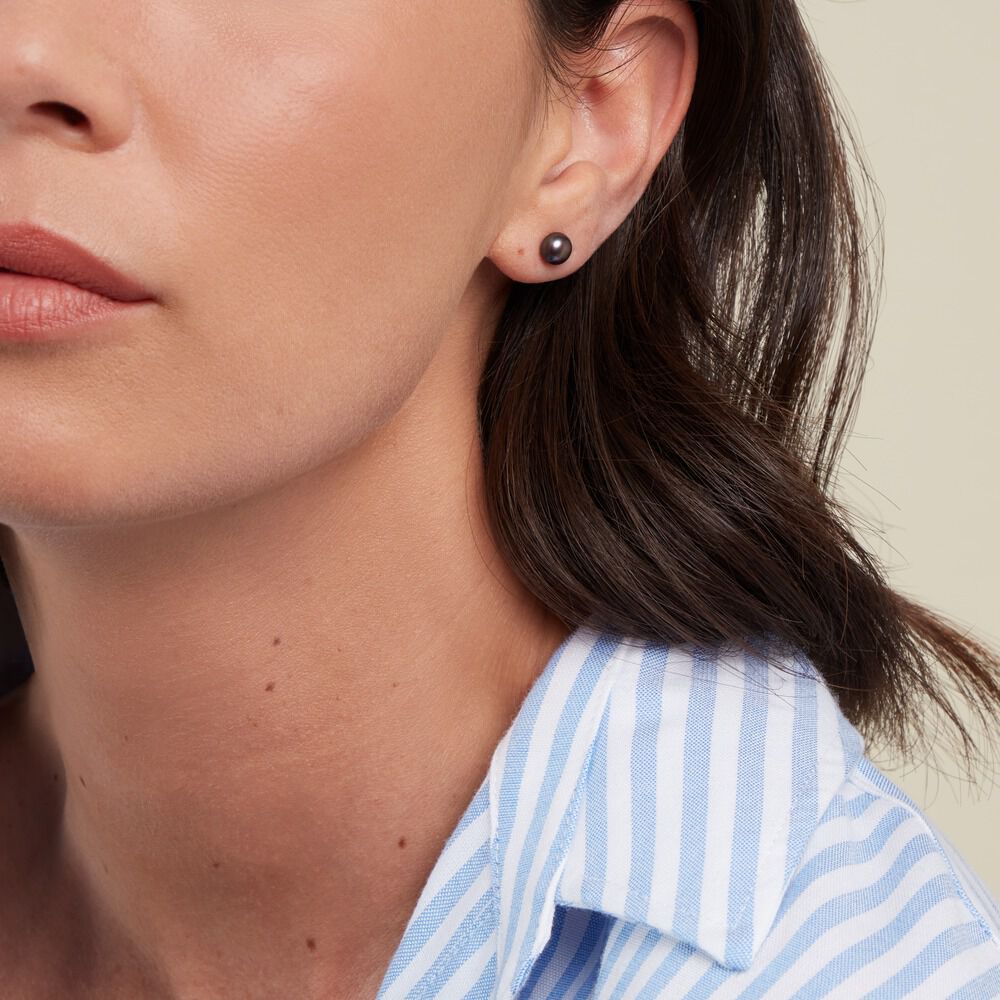 Boucles D'oreilles Puces Micaelle Teintees Or Jaune Perle De Culture - Boucles d'oreilles mariage Femme | Marc Orian