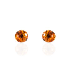 Boucles D'oreilles Puces Brunhild Argent Blanc Ambre - Clous d'oreilles Femme | Marc Orian