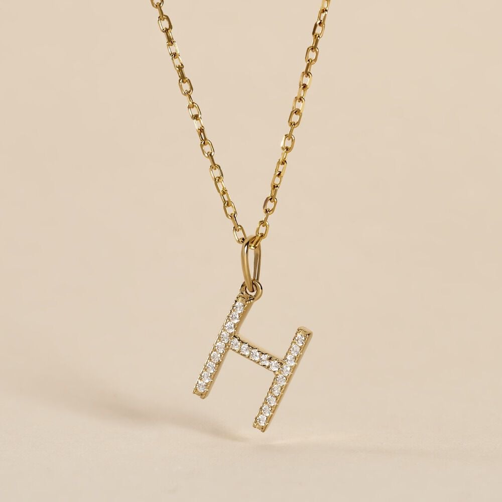 Pendentif Lettre H Or Jaune Oxyde - Pendentifs Famille | Marc Orian