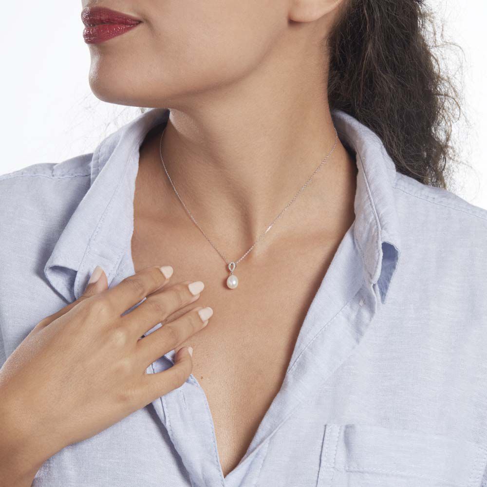 Collier Or Blanc Jessamyn Perles De Culture Oxyde - Colliers avec pierres Femme | Marc Orian