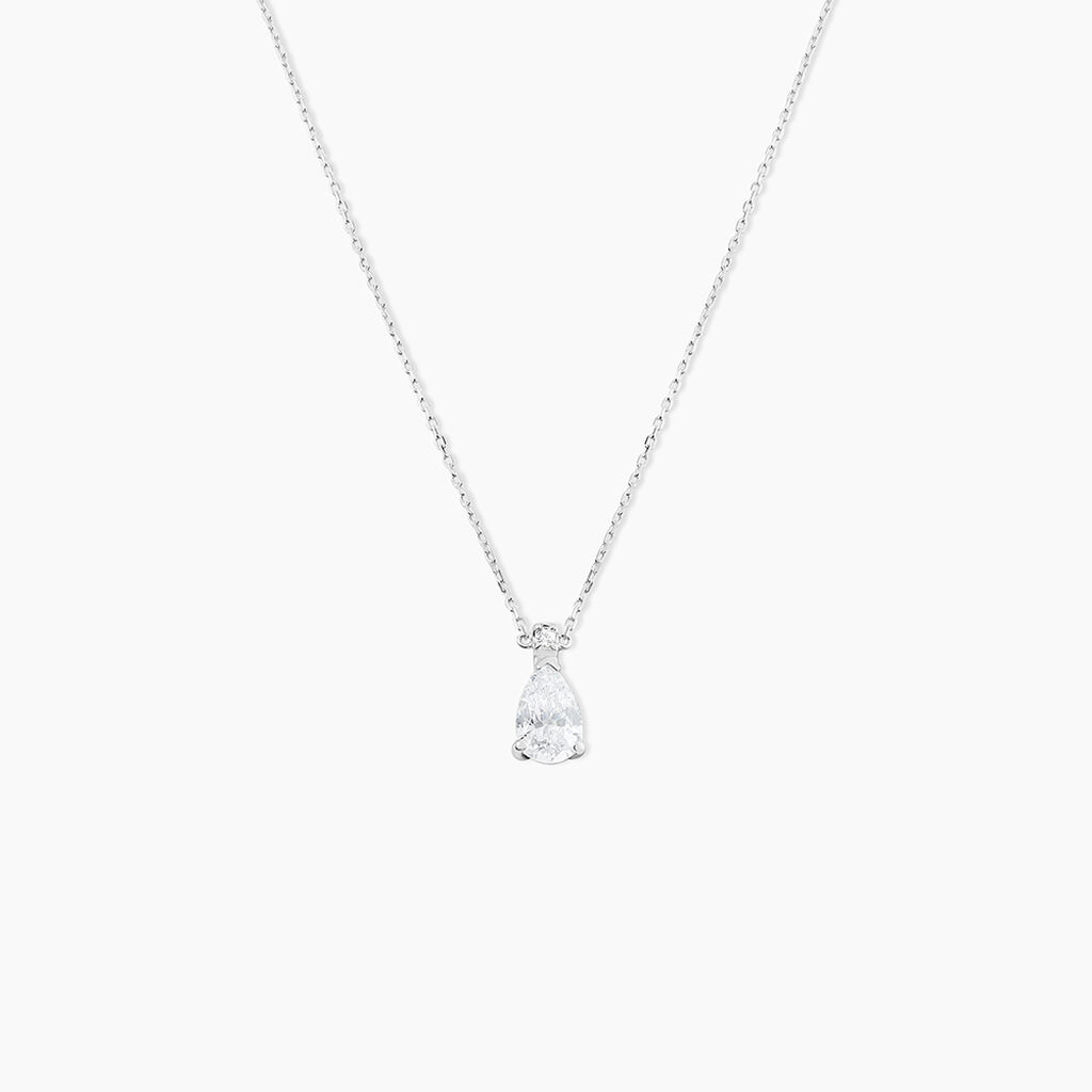 Collier Enis Or Blanc Oxyde De Zirconium Et Olivine - Colliers avec pierres Femme | Marc Orian