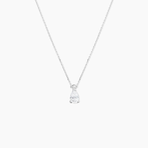 Collier Enis Or Blanc Oxyde De Zirconium Et Olivine - Colliers avec pierres Femme | Marc Orian